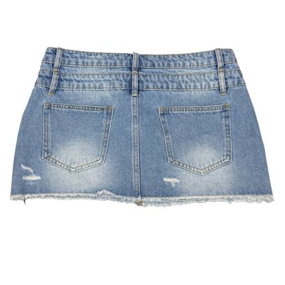 NWT SUPERDOWN Courtney Micro Mini Skirt Size Small Light Wash Blue - Picture 5 of 5